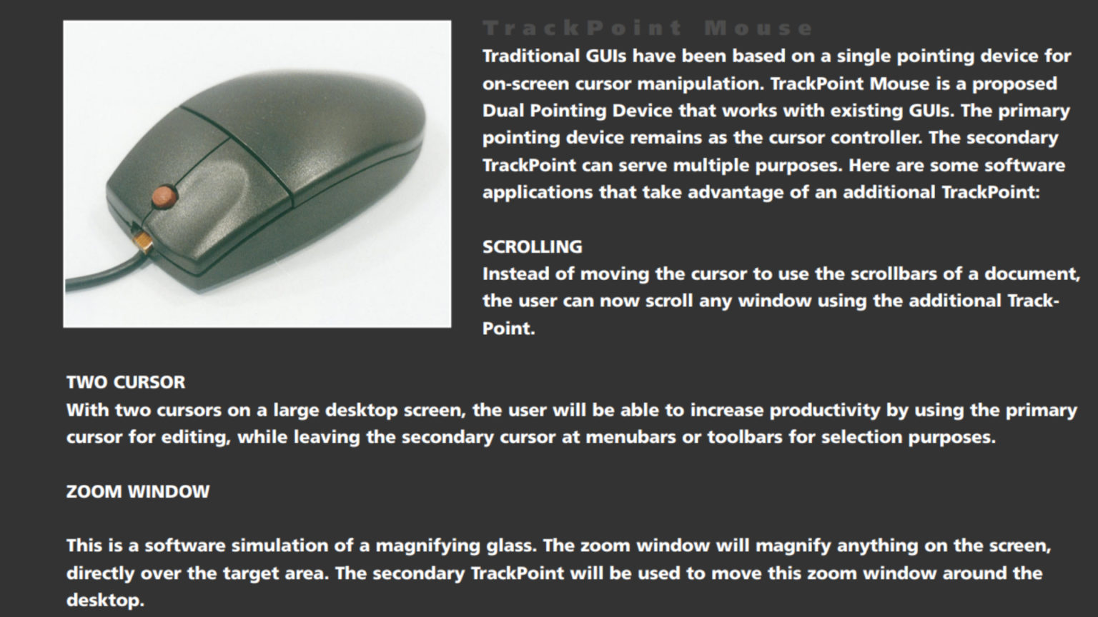 Prototypes of the TrackPoint Mouse,Dual TrackPoint Keyboard and other ...